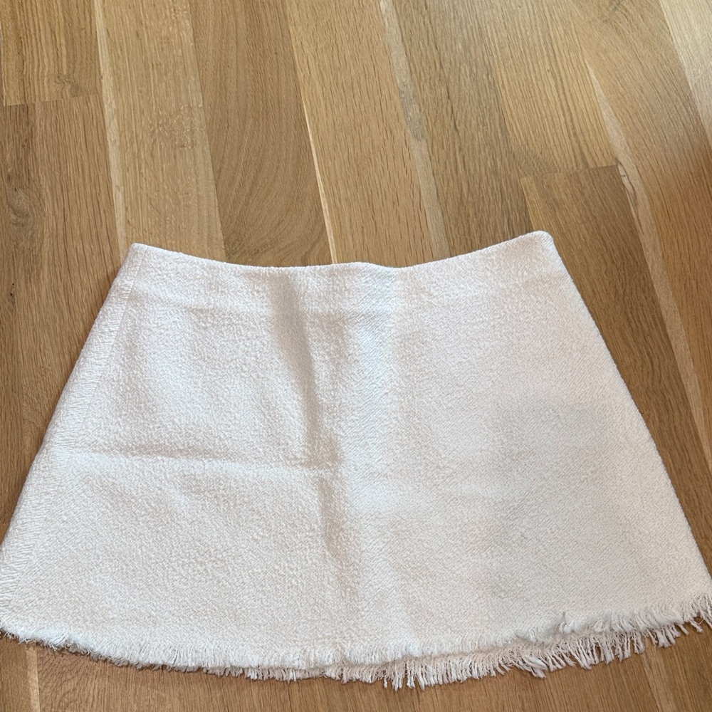 Zara White Fringe Skirt